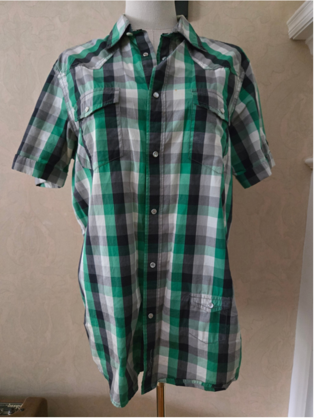 Men's Ben Sherman Casual Button Down Shirt Size M Green Black Plaid